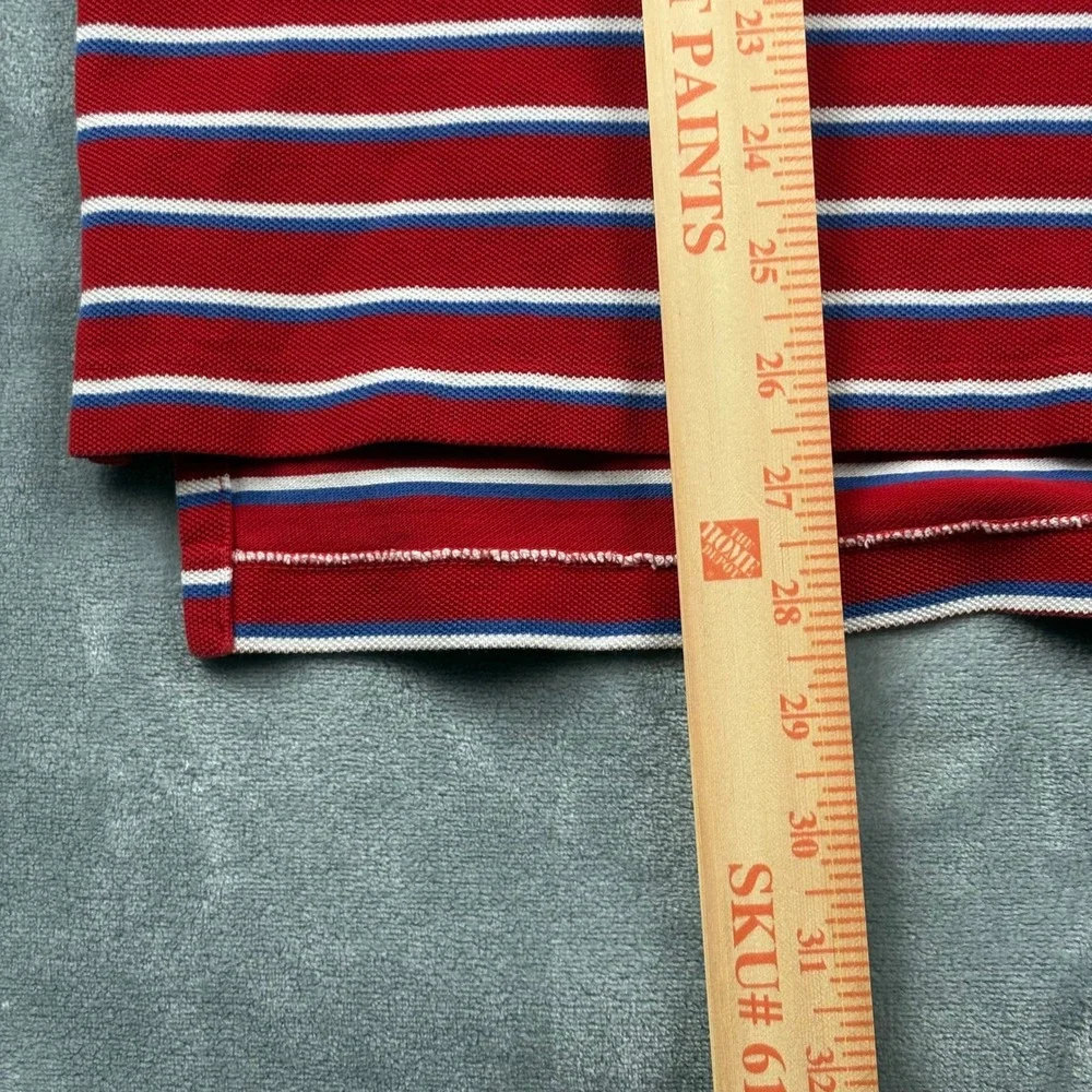 Polo‎ Ralph Lauren Men Lg Red White Blue Striped Short Sleeve Pique Polo Shirt